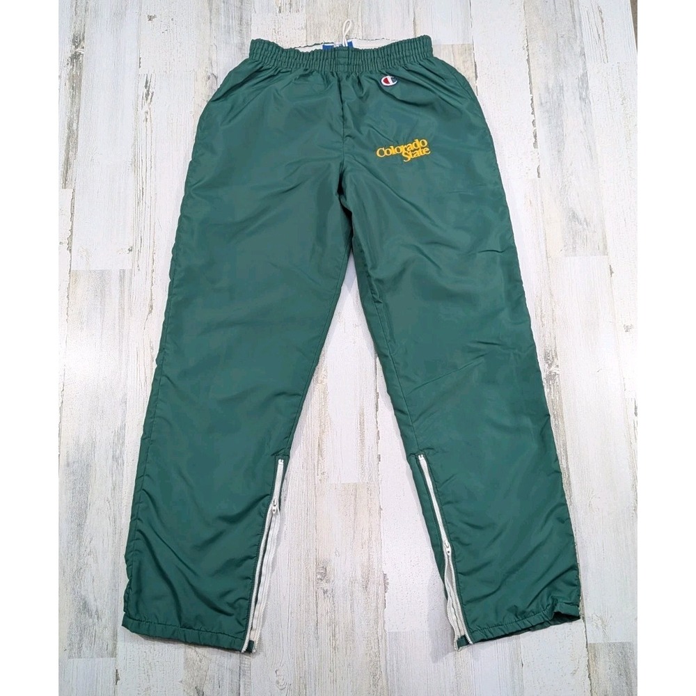 Vintage Champion Colorado State Track Pants Mens Medium Green Lined USA Made